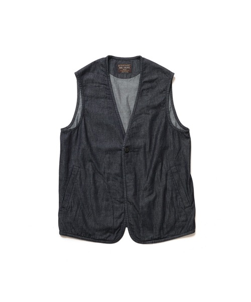 MR.OLIVE（ミスターオリーブ）の「RINSE WASH 6oz SUPER LIGHT DENIM / ONE BUTTON VEST /M261111（ベスト・メンズ・ナチュラル/ブラック/インディゴブルー・MEDIUM/LARGE）」の9枚目の写真