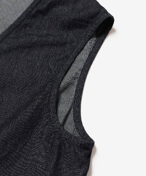 MR.OLIVE（ミスターオリーブ）の「RINSE WASH 6oz SUPER LIGHT DENIM / ONE BUTTON VEST /M261111（ベスト・メンズ・ナチュラル/ブラック/インディゴブルー・MEDIUM/LARGE）」の14枚目の写真