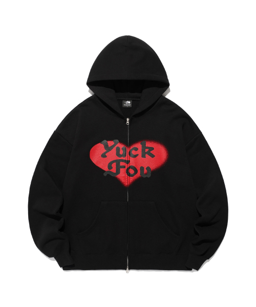 NICE GHOST CLUB(ナイスゴーストクラブ)の「LOVE YUCK FOU HOODIE ZIP UP_BLACK(NG2EFUM484A)(パーカー・レディース・ブラック・S/M/L)」の1枚目の写真