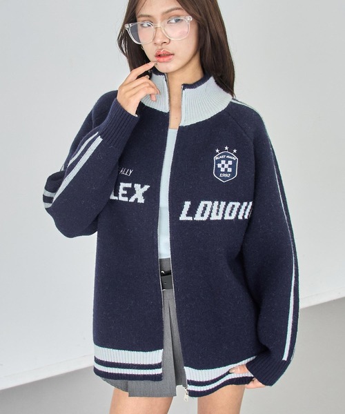 ANAP（アナップ）の「ゲーミング ロゴ ハイネック ジップ ニット パーカー（ニット/セーター・レディース・ブラック/ベージュ/ネイビー・F）」の3枚目の写真