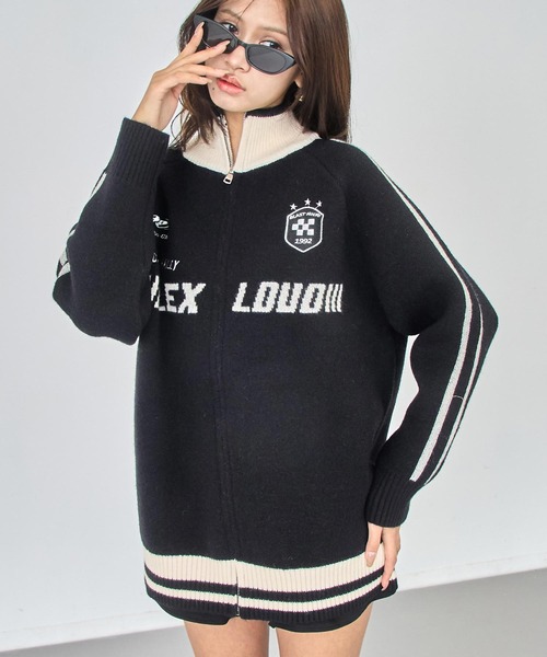 ANAP（アナップ）の「ゲーミング ロゴ ハイネック ジップ ニット パーカー（ニット/セーター・レディース・ブラック/ベージュ/ネイビー・F）」の5枚目の写真