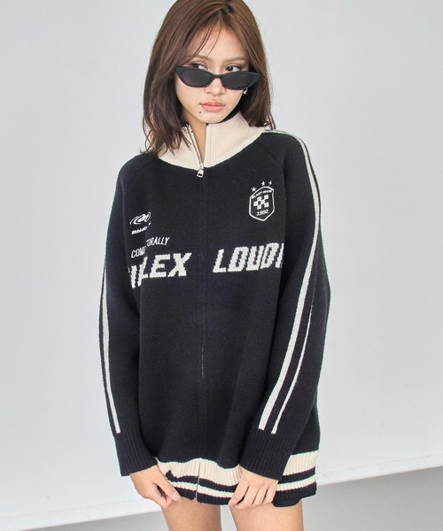 ANAP（アナップ）の「ゲーミング ロゴ ハイネック ジップ ニット パーカー（ニット/セーター・レディース・ブラック/ベージュ/ネイビー・F）」の6枚目の写真