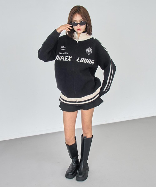 ANAP（アナップ）の「ゲーミング ロゴ ハイネック ジップ ニット パーカー（ニット/セーター・レディース・ブラック/ベージュ/ネイビー・F）」の8枚目の写真