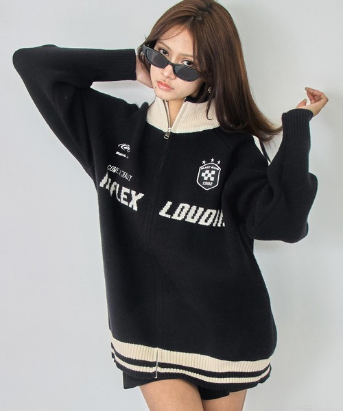 ANAP（アナップ）の「ゲーミング ロゴ ハイネック ジップ ニット パーカー（ニット/セーター・レディース・ブラック/ベージュ/ネイビー・F）」の7枚目の写真