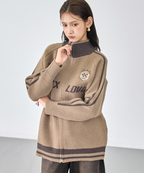 ANAP（アナップ）の「ゲーミング ロゴ ハイネック ジップ ニット パーカー（ニット/セーター・レディース・ブラック/ベージュ/ネイビー・F）」の12枚目の写真