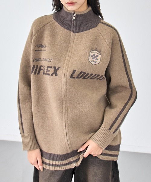 ANAP（アナップ）の「ゲーミング ロゴ ハイネック ジップ ニット パーカー（ニット/セーター・レディース・ブラック/ベージュ/ネイビー・F）」の10枚目の写真