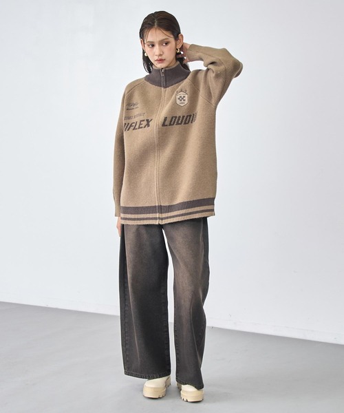 ANAP（アナップ）の「ゲーミング ロゴ ハイネック ジップ ニット パーカー（ニット/セーター・レディース・ブラック/ベージュ/ネイビー・F）」の15枚目の写真