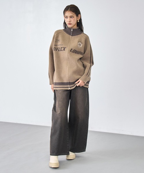 ANAP（アナップ）の「ゲーミング ロゴ ハイネック ジップ ニット パーカー（ニット/セーター・レディース・ブラック/ベージュ/ネイビー・F）」の16枚目の写真