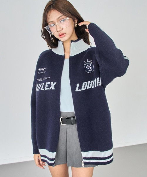 ANAP（アナップ）の「ゲーミング ロゴ ハイネック ジップ ニット パーカー（ニット/セーター・レディース・ブラック/ベージュ/ネイビー・F）」の17枚目の写真