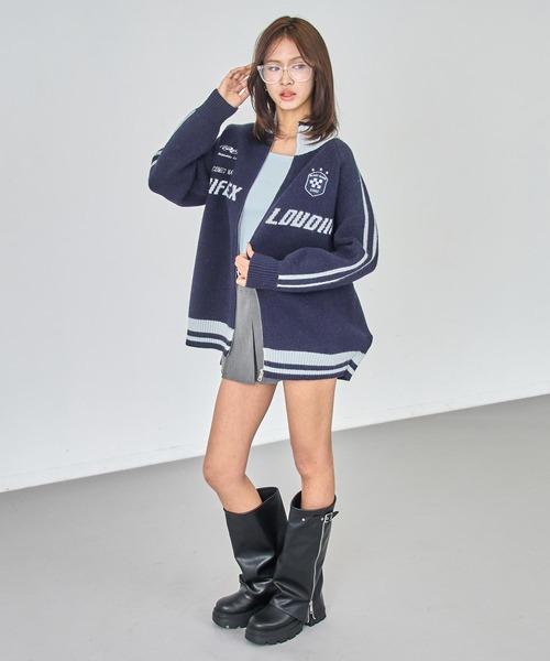 ANAP（アナップ）の「ゲーミング ロゴ ハイネック ジップ ニット パーカー（ニット/セーター・レディース・ブラック/ベージュ/ネイビー・F）」の19枚目の写真