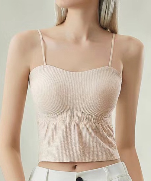 Lace Ladies(レースレディース)の「ソリッドカラー ノンワイヤー ハートネック カップ付き キャミソール(キャミソール・レディース・ベージュ/ホワイト/ブラック・FREE)」の3枚目の写真