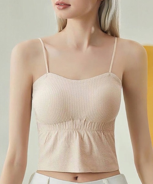 Lace Ladies(レースレディース)の「ソリッドカラー ノンワイヤー ハートネック カップ付き キャミソール(キャミソール・レディース・ベージュ/ホワイト/ブラック・FREE)」の6枚目の写真