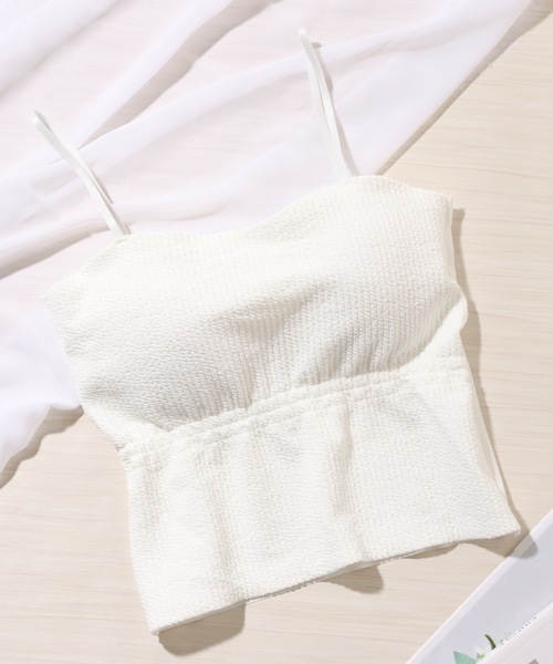 Lace Ladies(レースレディース)の「ソリッドカラー ノンワイヤー ハートネック カップ付き キャミソール(キャミソール・レディース・ベージュ/ホワイト/ブラック・FREE)」の10枚目の写真