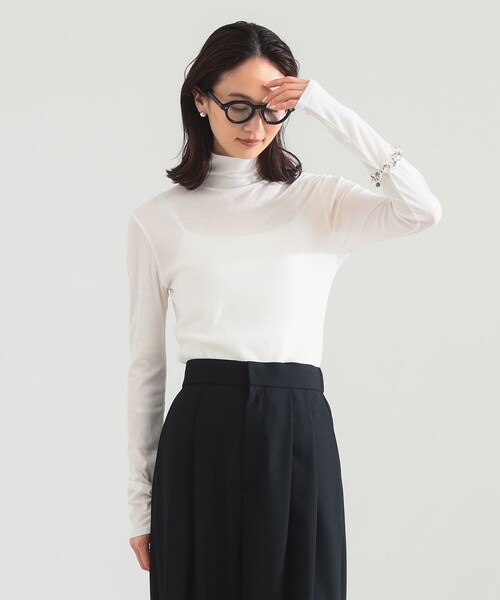 Demi-Luxe BEAMS（デミルクス ビームス）の「強撚 フライス タートルネック プルオーバー（Tシャツ/カットソー・レディース・ライム/カーキ/ホワイト・ONE SIZE）」の2枚目の写真