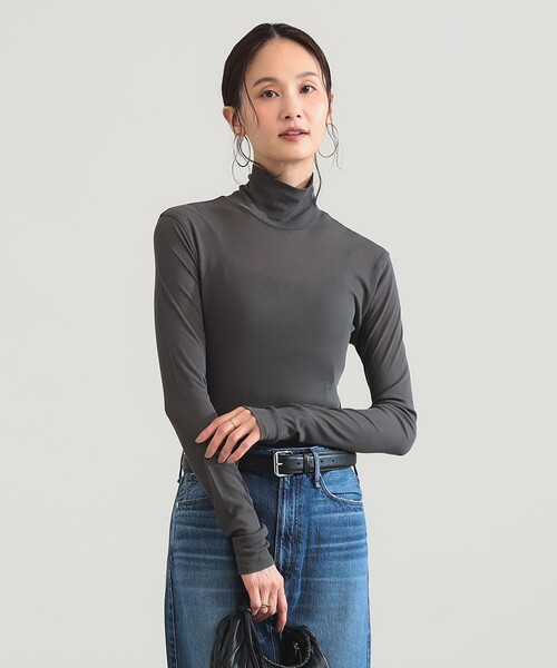 Demi-Luxe BEAMS（デミルクス ビームス）の「強撚 フライス タートルネック プルオーバー（Tシャツ/カットソー・レディース・ライム/カーキ・ONE SIZE）」の2枚目の写真