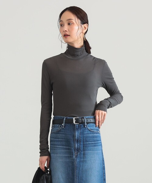 Demi-Luxe BEAMS（デミルクス ビームス）の「強撚 フライス タートルネック プルオーバー（Tシャツ/カットソー・レディース・ライム/カーキ/ホワイト・ONE SIZE）」の7枚目の写真