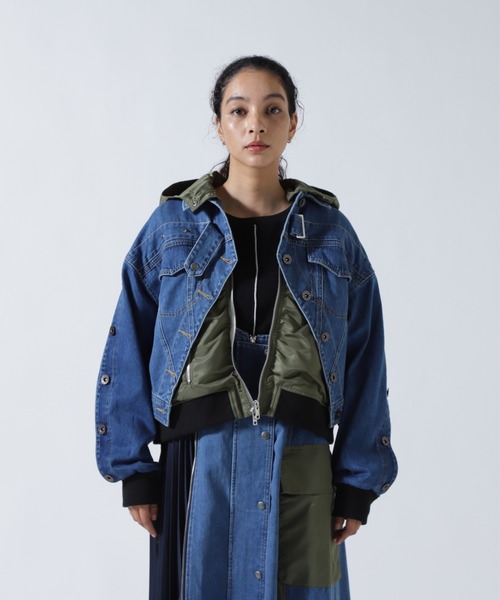 AULA AILA（アウラアイラ）の「AVIREXｘAULA AILA（アヴィレックスｘアウラアイラ）デニムキリカエＧジャン（デニムジャケット・レディース・ブルー系その他3・0）」の2枚目の写真