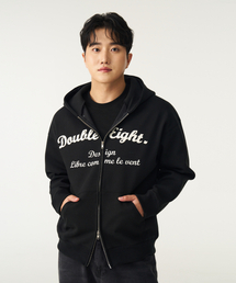 DOUBLE EIGHT（ダブルエイト）の「アプリケロゴフードジップアップ（ブラック）（パーカー）」
