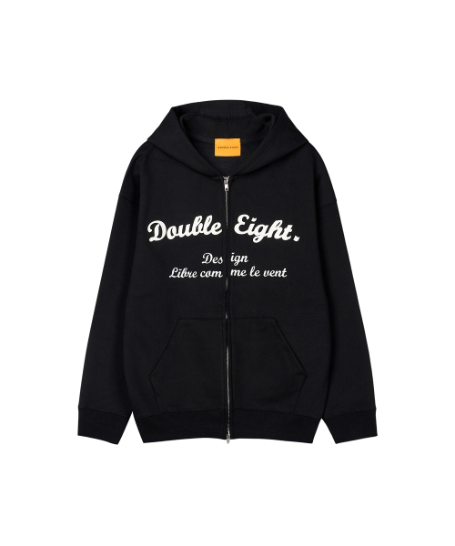 DOUBLE EIGHT（ダブルエイト）の「アプリケロゴフードジップアップ（ブラック）（パーカー・メンズ・ブラック・FREE）」の6枚目の写真
