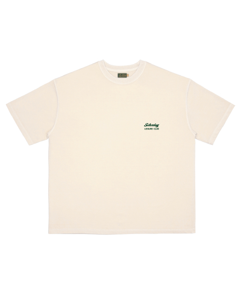 SATURDAY LEISURE CLUB(サタデーレジャークラブ)の「Pigment Dyed T-shirt(Unisex) / Small S.L.C Logo - Ivory(Tシャツ/カットソー・レディース・その他・M/L)」の1枚目の写真