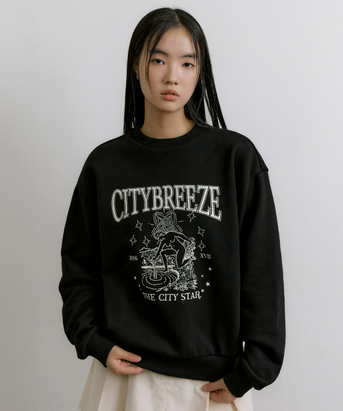 CITYBREEZE(シティブリーズ)の「エッセンシャルスタリットシティグラフィックスウェットシャツ_BLACK(スウェット・レディース・ブラック・FREE)」の1枚目の写真