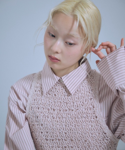 EN NEUME(エンノイム)の「Color Stripe Big Shirts(シャツ/ブラウス・レディース・イエロー/グリーン/ピンク/ブルー・FREE)」の4枚目の写真