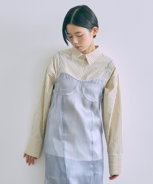 EN NEUME(エンノイム)の「Color Stripe Big Shirts(シャツ/ブラウス・レディース・イエロー/グリーン/ピンク/ブルー・FREE)」の3枚目の写真