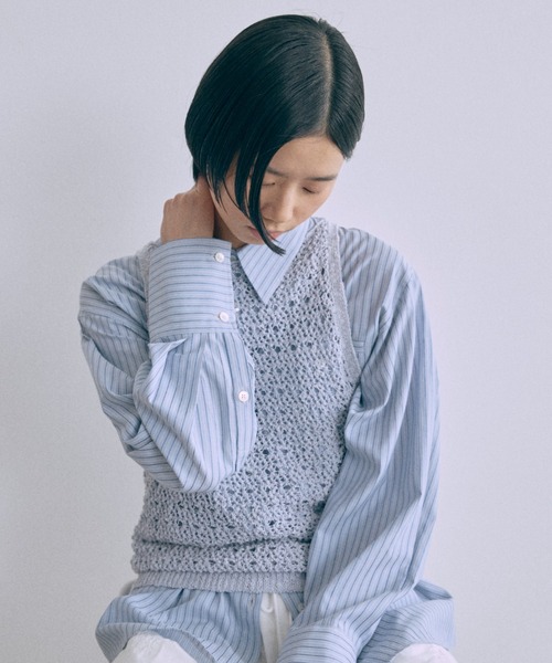EN NEUME(エンノイム)の「Color Stripe Big Shirts(シャツ/ブラウス・レディース・イエロー/グリーン/ピンク/ブルー・FREE)」の2枚目の写真