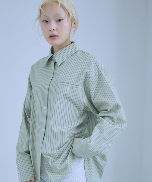 EN NEUME(エンノイム)の「Color Stripe Big Shirts(シャツ/ブラウス・レディース・イエロー/グリーン/ピンク/ブルー・FREE)」の9枚目の写真