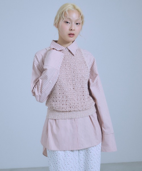 EN NEUME(エンノイム)の「Color Stripe Big Shirts(シャツ/ブラウス・レディース・イエロー/グリーン/ピンク/ブルー・FREE)」の5枚目の写真