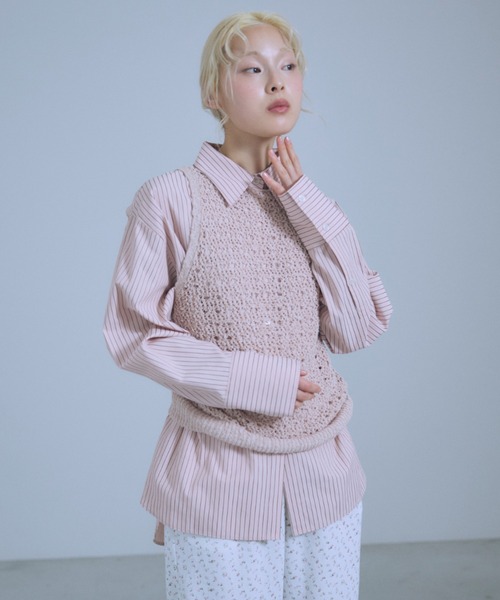 EN NEUME(エンノイム)の「Color Stripe Big Shirts(シャツ/ブラウス・レディース・イエロー/グリーン/ピンク/ブルー・FREE)」の6枚目の写真