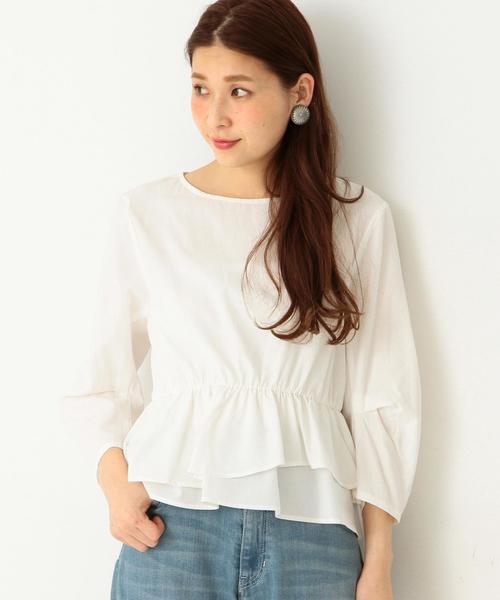 Another Edition(アナザーエディション)の「ヘムフリルブラウス/AEBFC TEN/C ヘムフリル BL(シャツ/ブラウス・レディース・オフホワイト/ライトブルー・FREE)」の2枚目の写真