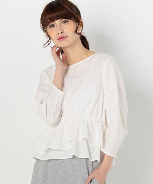 Another Edition(アナザーエディション)の「ヘムフリルブラウス/AEBFC TEN/C ヘムフリル BL(シャツ/ブラウス・レディース・オフホワイト/ライトブルー・FREE)」の7枚目の写真
