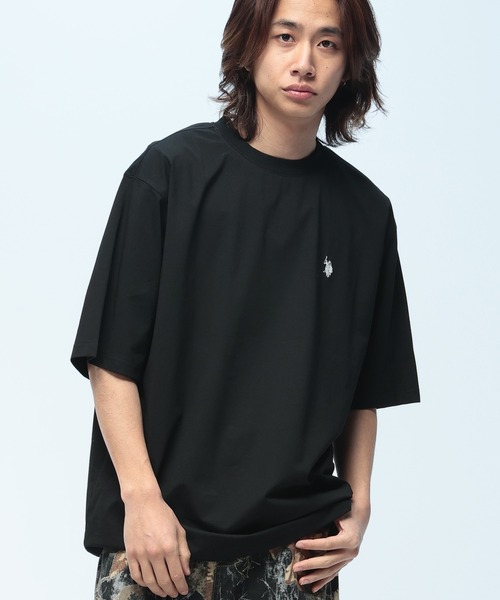 U.S. POLO ASSN.(ユーエスポロアッスン)の「U.S. POLO ASSN. (ユーエスポロアッスン) Tシャツ 半袖 ワンポイント クルーネック オーバーサイズ PLM61211(Tシャツ/カットソー・メンズ・ブラック/ホワイト/ネイビー・M/L/LL)」の2枚目の写真