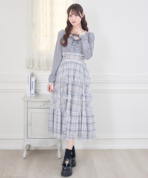 couture BY ROJITA(クチュールバイロジータ)の「チュールティアードドッキングワンピース(ワンピース・レディース・ブラック/アイボリー/グレー・FREE)」の18枚目の写真