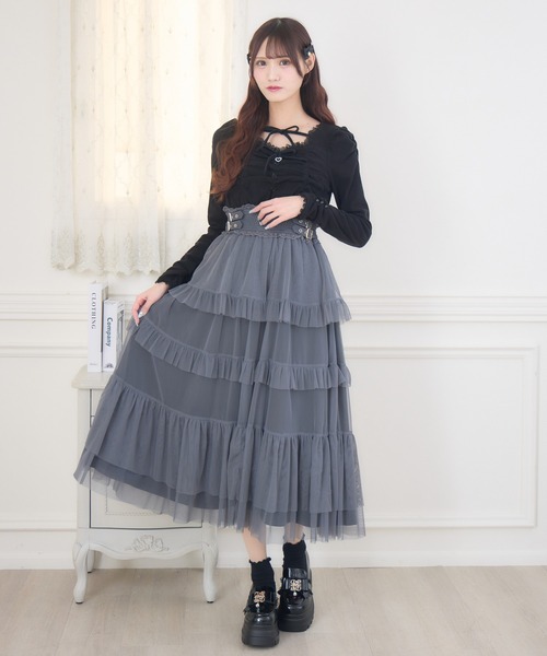 couture BY ROJITA(クチュールバイロジータ)の「チュールティアードドッキングワンピース(ワンピース・レディース・ブラック/アイボリー/グレー・FREE)」の19枚目の写真