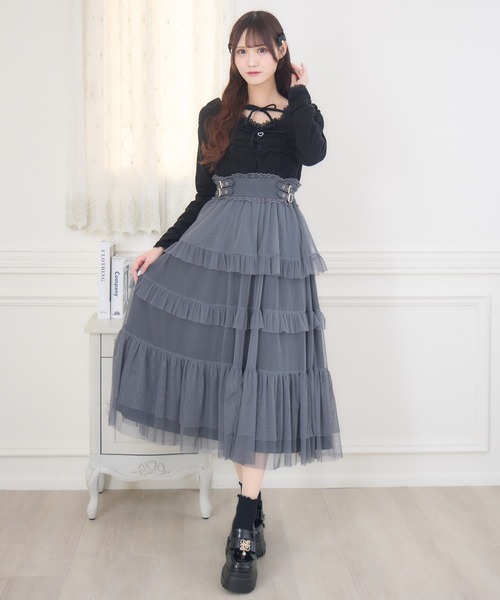 couture BY ROJITA(クチュールバイロジータ)の「チュールティアードドッキングワンピース(ワンピース・レディース・ブラック/アイボリー/グレー・FREE)」の20枚目の写真