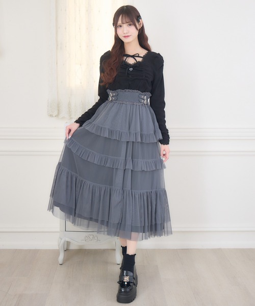 couture BY ROJITA(クチュールバイロジータ)の「チュールティアードドッキングワンピース(ワンピース・レディース・ブラック/アイボリー/グレー・FREE)」の22枚目の写真