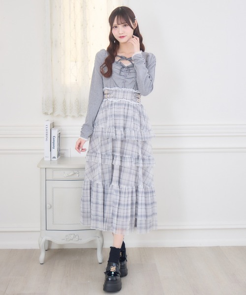couture BY ROJITA(クチュールバイロジータ)の「チュールティアードドッキングワンピース(ワンピース・レディース・ブラック/アイボリー/グレー・FREE)」の17枚目の写真