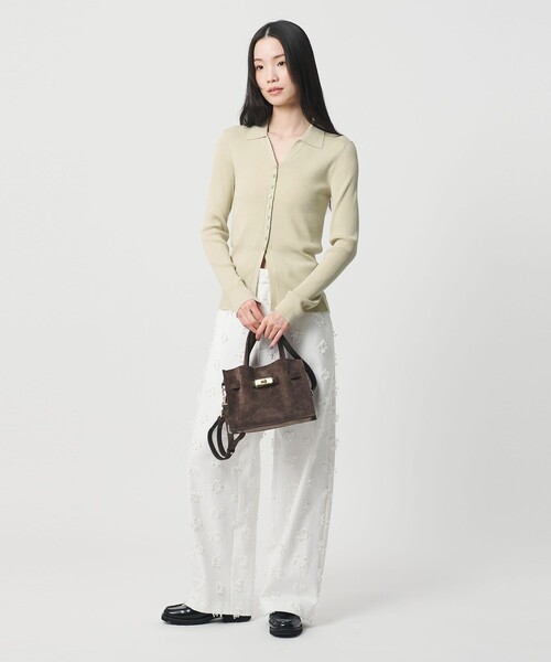 BEAUTY&YOUTH UNITED ARROWS（ビューティーアンドユースユナイテッドアローズ）の「スキッパー リブニットカーディガン ウォッシャブル（カーディガン/ボレロ・レディース・オフホワイト/ブラック/ライム・FREE）」の6枚目の写真