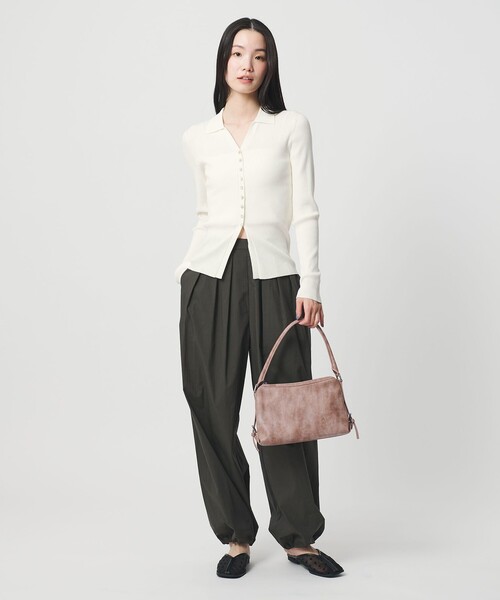 BEAUTY&YOUTH UNITED ARROWS（ビューティーアンドユースユナイテッドアローズ）の「スキッパー リブニットカーディガン ウォッシャブル（カーディガン/ボレロ・レディース・オフホワイト/ブラック/ライム・FREE）」の9枚目の写真