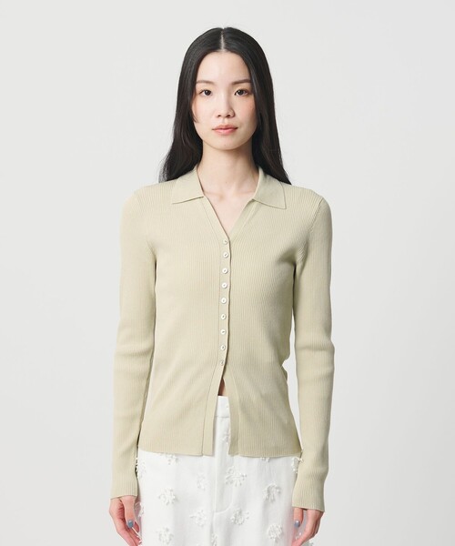 BEAUTY&YOUTH UNITED ARROWS（ビューティーアンドユースユナイテッドアローズ）の「スキッパー リブニットカーディガン ウォッシャブル（カーディガン/ボレロ・レディース・オフホワイト/ブラック/ライム・FREE）」の14枚目の写真