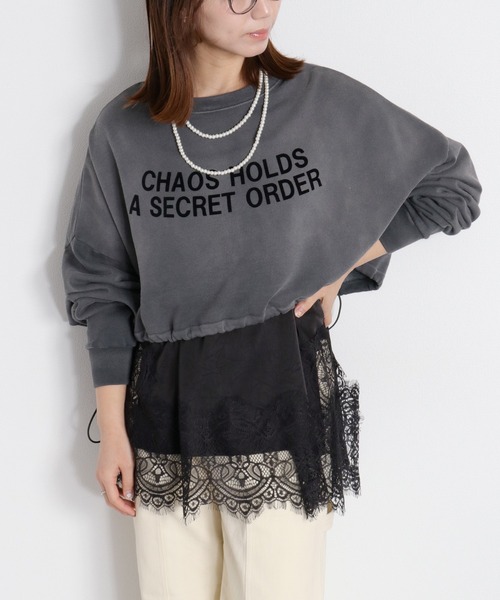 cepo(セポ)の「ミニ裏毛フェード加工スソドロストショートプルオーバー(Tシャツ/カットソー・レディース・オフホワイト/チャコール/ベージュ・M)」の3枚目の写真