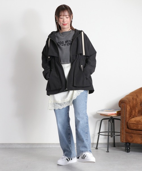 cepo(セポ)の「ミニ裏毛フェード加工スソドロストショートプルオーバー(Tシャツ/カットソー・レディース・オフホワイト/チャコール/ベージュ・M)」の11枚目の写真