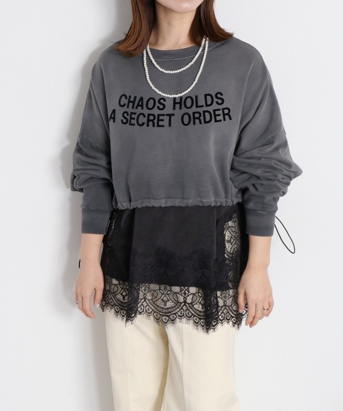 cepo(セポ)の「ミニ裏毛フェード加工スソドロストショートプルオーバー(Tシャツ/カットソー・レディース・オフホワイト/チャコール/ベージュ・M)」の12枚目の写真