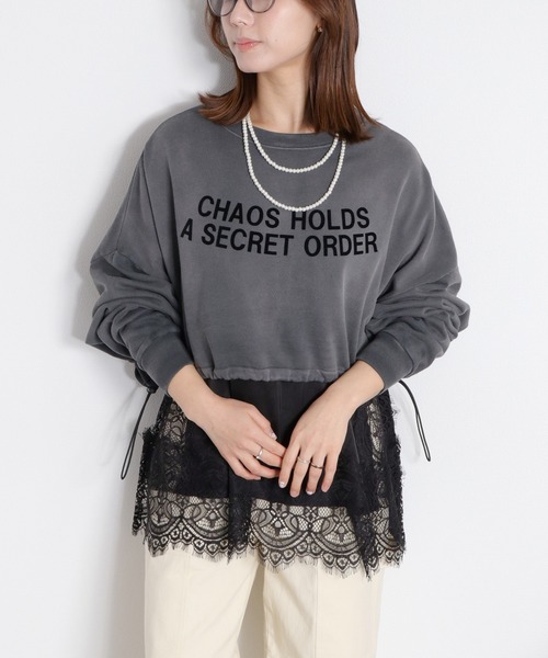 cepo(セポ)の「ミニ裏毛フェード加工スソドロストショートプルオーバー(Tシャツ/カットソー・レディース・オフホワイト/チャコール/ベージュ・M)」の13枚目の写真
