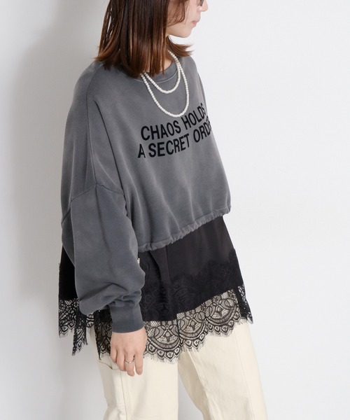 cepo(セポ)の「ミニ裏毛フェード加工スソドロストショートプルオーバー(Tシャツ/カットソー・レディース・オフホワイト/チャコール/ベージュ・M)」の17枚目の写真
