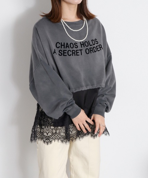 cepo(セポ)の「ミニ裏毛フェード加工スソドロストショートプルオーバー(Tシャツ/カットソー・レディース・オフホワイト/チャコール/ベージュ・M)」の18枚目の写真
