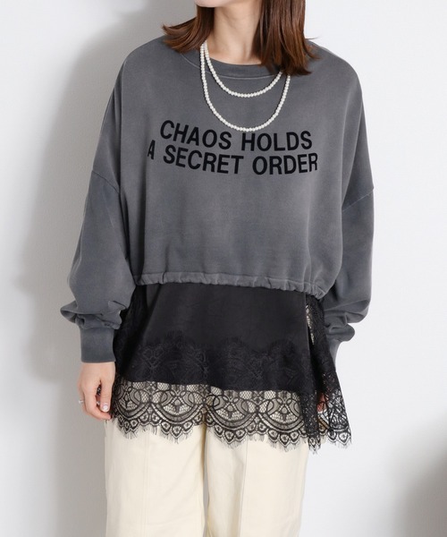 cepo(セポ)の「ミニ裏毛フェード加工スソドロストショートプルオーバー(Tシャツ/カットソー・レディース・オフホワイト/チャコール/ベージュ・M)」の19枚目の写真