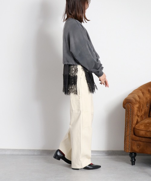 cepo(セポ)の「ミニ裏毛フェード加工スソドロストショートプルオーバー(Tシャツ/カットソー・レディース・オフホワイト/チャコール/ベージュ・M)」の9枚目の写真